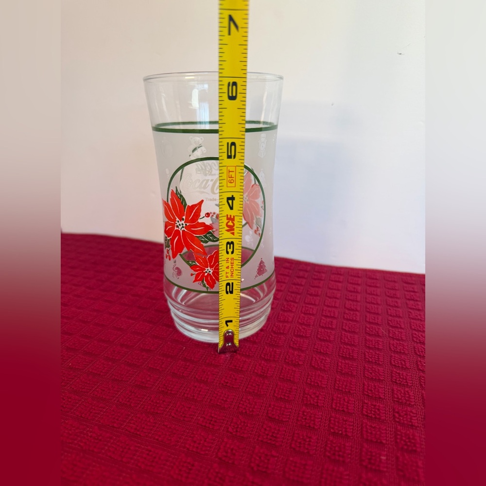Coca-Cola Christmas Poinsettia Drinking Glasses Vintage - Picture 7 of 9